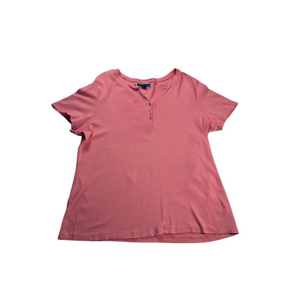 Karen Scott T-Shirt Women's Size XXL Pink Henley Top - Picture 5 of 8